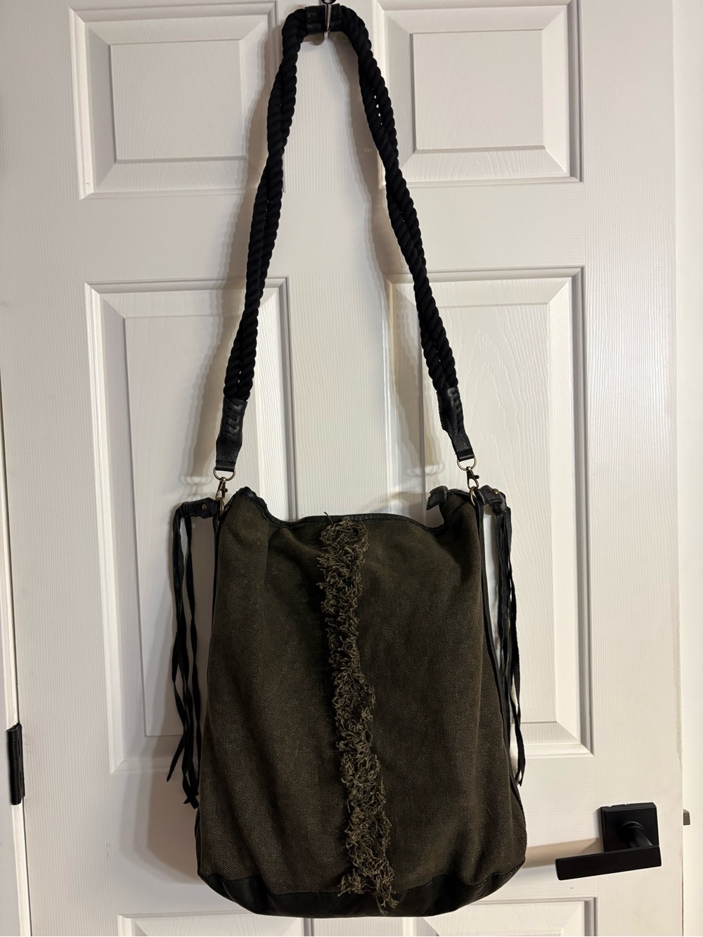 Free People Wilhelmina Olive Green Bucket Bag